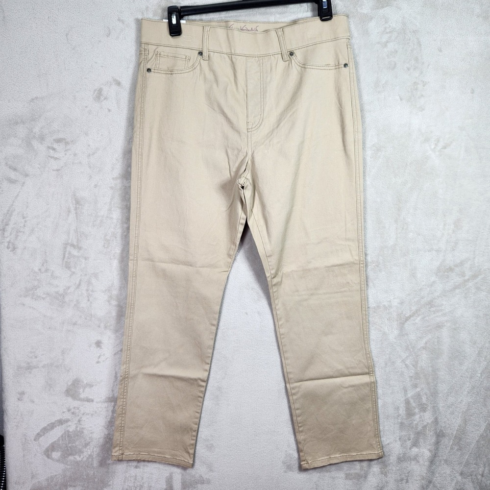 Gloria Vanderbilt Straight Leg Pants Womens 14 Average Flaxen Wheat High Rise‎
